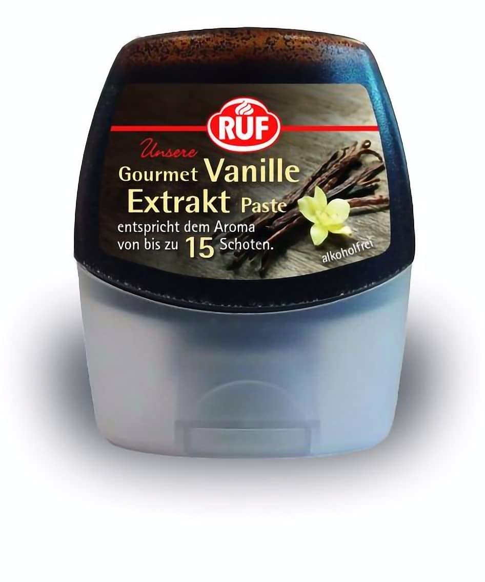 RUF Bio Bourbon Vanille-Mühle, Gewürz-Mühle aus aromasicherem Glas, Vegan, Verstellbares Mühlwerk, Vanilleschoten zum Backen und Kochen, 1 x 7,5 g
