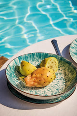 Kalos, set de veselă pentru 6 persoane, 18 piese, porțelan, albastru deschis