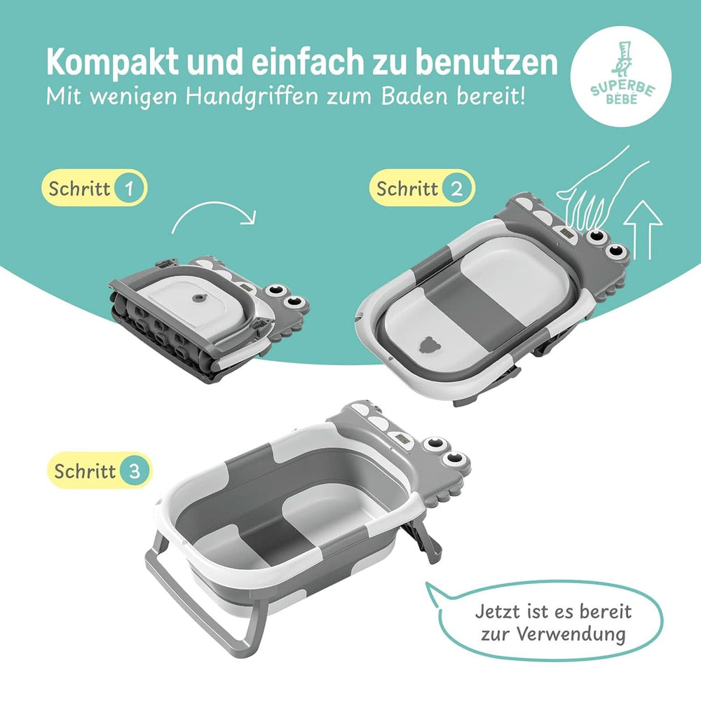 Faltbare Babybadewanne mit Badekissen und integriertem Thermometer Mutter und Kind Naty Shop