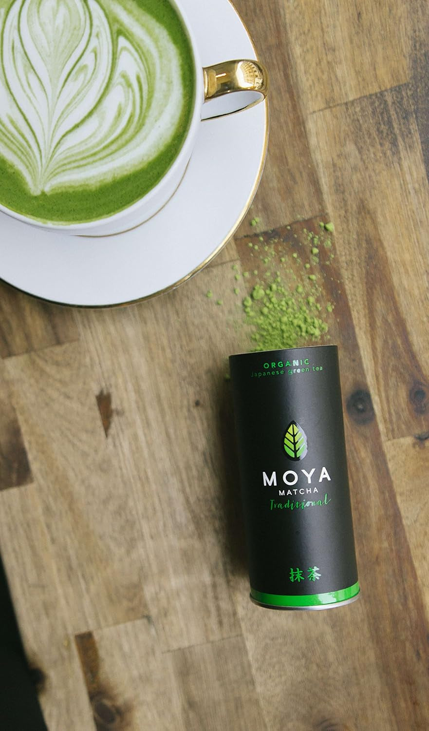 Set de ceai Moya Matcha Pudră verde organică | BIO 30G Clasa tradițională (II) | Ambalaj + bol Matcha + bătător de bambus | Set pentru prepararea Matcha