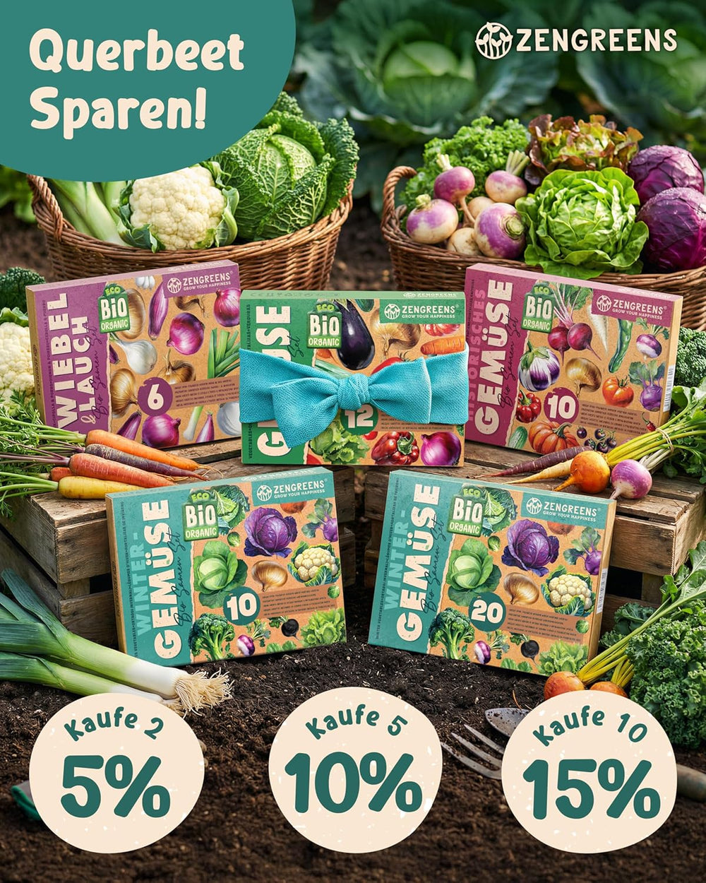 Bio Wintergemüsesamen Im 20Er Set - 20 Winter Gemüse Samen Für Den Einfachen Anbau Im Garten, Balkon Oder Hochbeet - Pflanzensamen - Saatgut