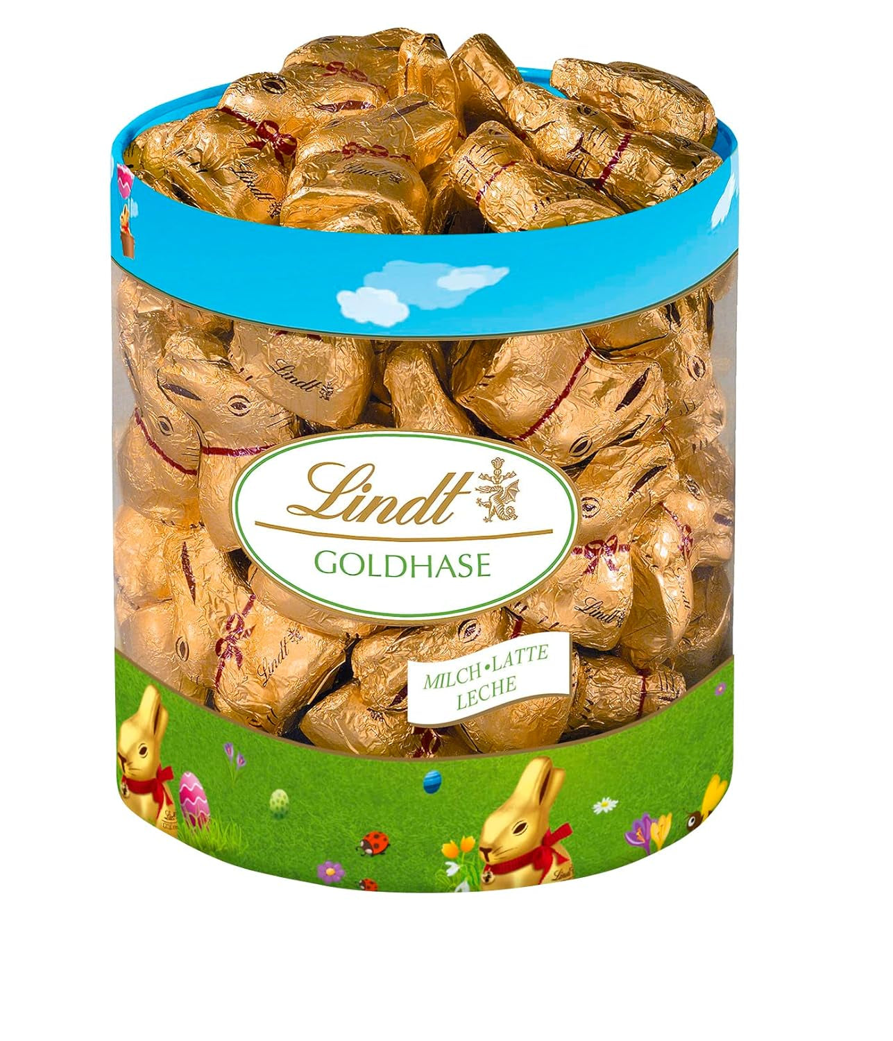 Mini goldene Schokoladenhasen | 700g-Beutel und dekorative Schokoladen-Edition | 180g Beutel | Eier aus hochwertiger Vollmilchschokolade, fröhlich und bunt verpackt, zu Ostern | Osterschokolade