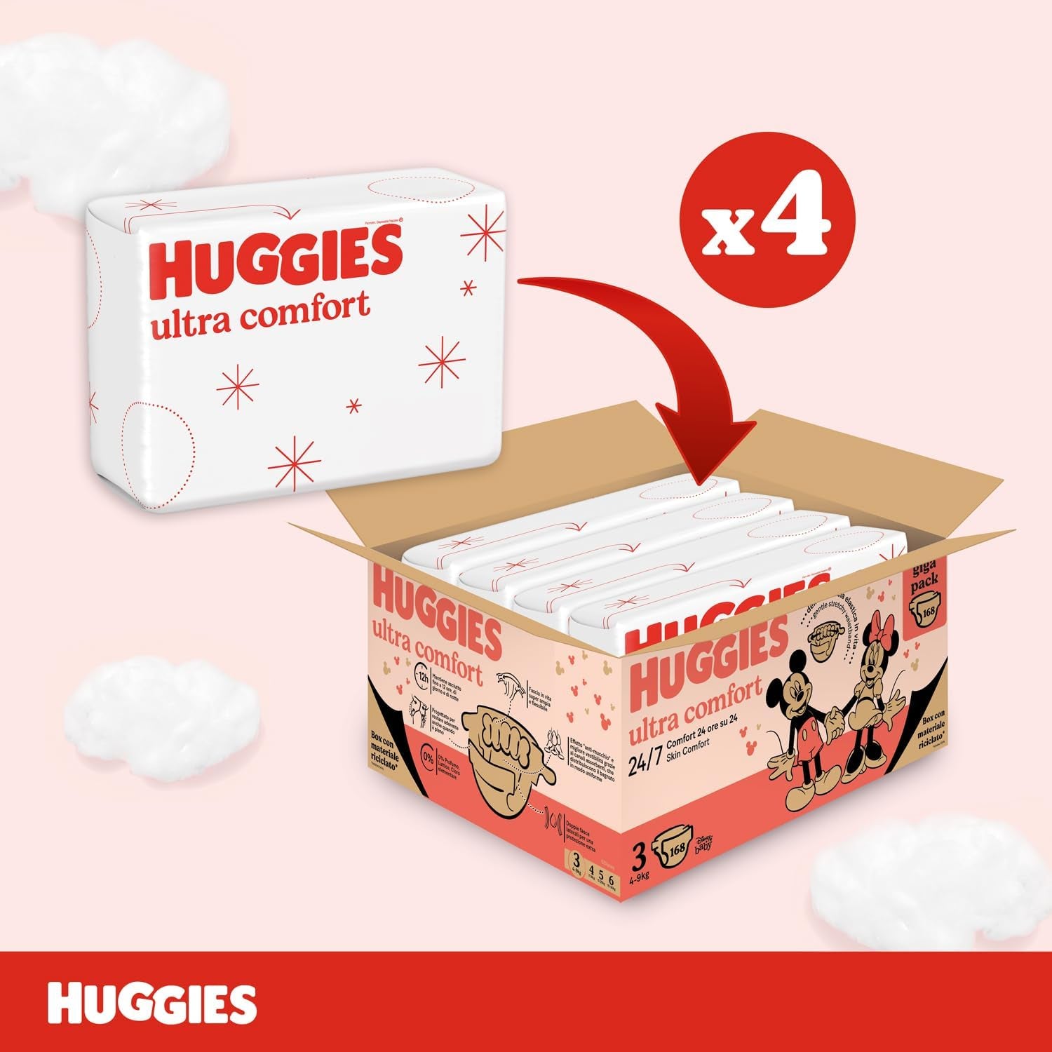 Huggies Ultra Comfort Windeln, Größe 3 (4-9 kg), Disney-Design, 168 Stück
