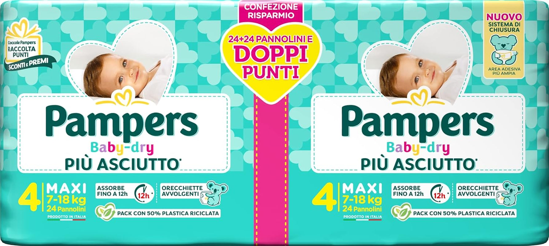 Pampers Baby Dry Maxi Twin Pack Windeln, Größe 4 (7-18 kg), 48 Windeln
