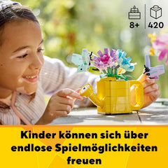 LEGO Creator 3-in-1-Spielzeug mit Blumen in der Gießkanne, Gummistiefel für 2 Vögel auf einer Stange, Tierset für Mädchen, Jungen und Kinder, mit 3 Schmetterlingsspielzeugen, tolles Schreibtischzubehör, Naturgeschenk 31149