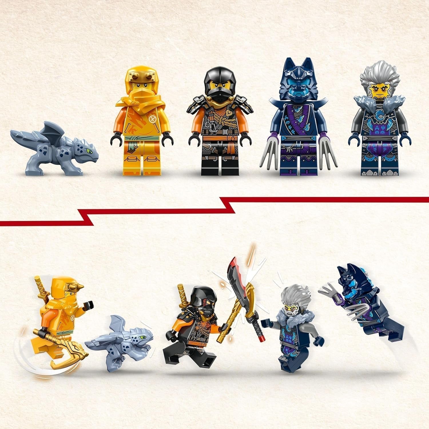 LEGO NINJAGO Arins Ninja-Offroad-Buggy, Ninja-Spielzeug mit Auto, Drache und 4 Minifiguren, Buggy-Modell-Abenteuerset für Kinder, Geburtstagsgeschenk für Jungen und Mädchen ab 7 Jahren 71811 Bausätze Beuche den LEGO-Store