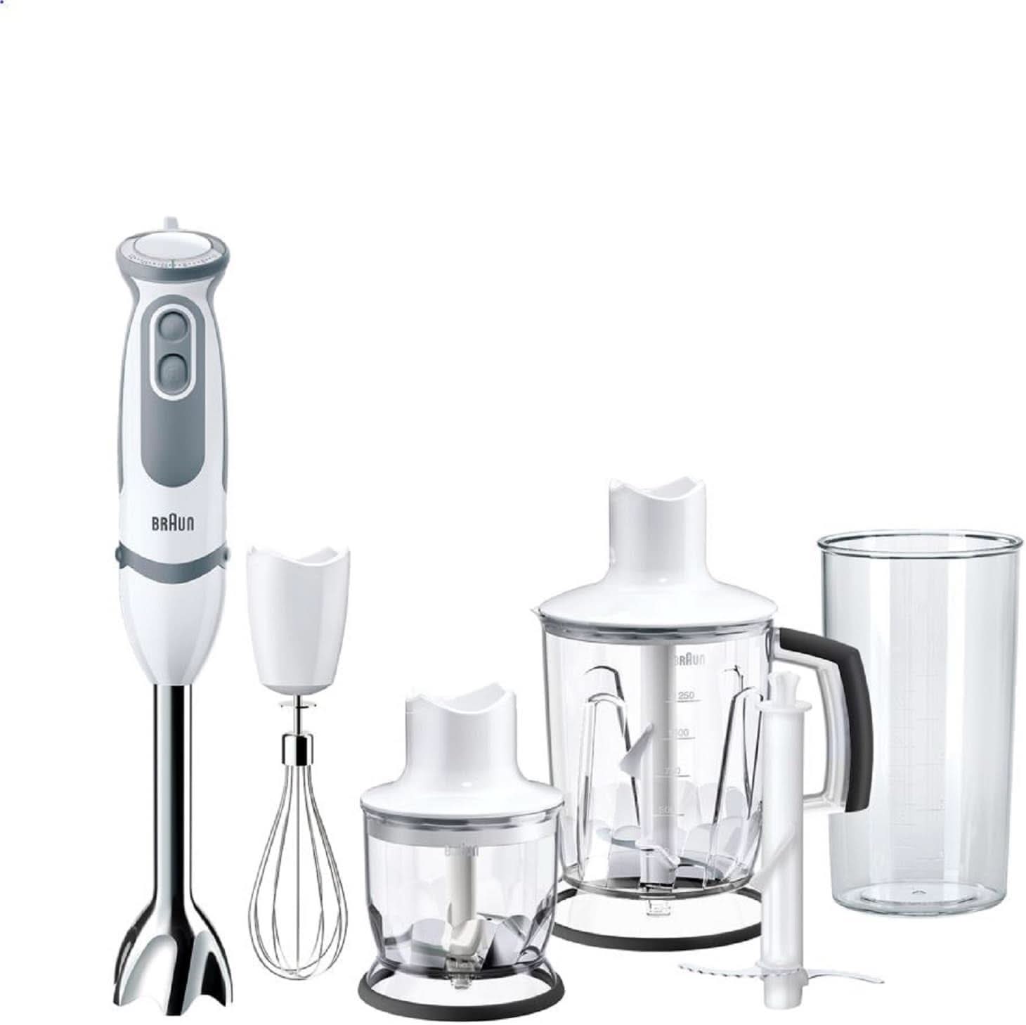 Braun Stabmixer MQ 5200WH - Multiquick 5 Vario Pürierstab Mit Edelstahl Mixfuß, 1000 Watt, Inkl. 600 ml Mix- & Messbecher, Weiß/Grau Kitchen Naty Shop Version 2019 – Standmixer