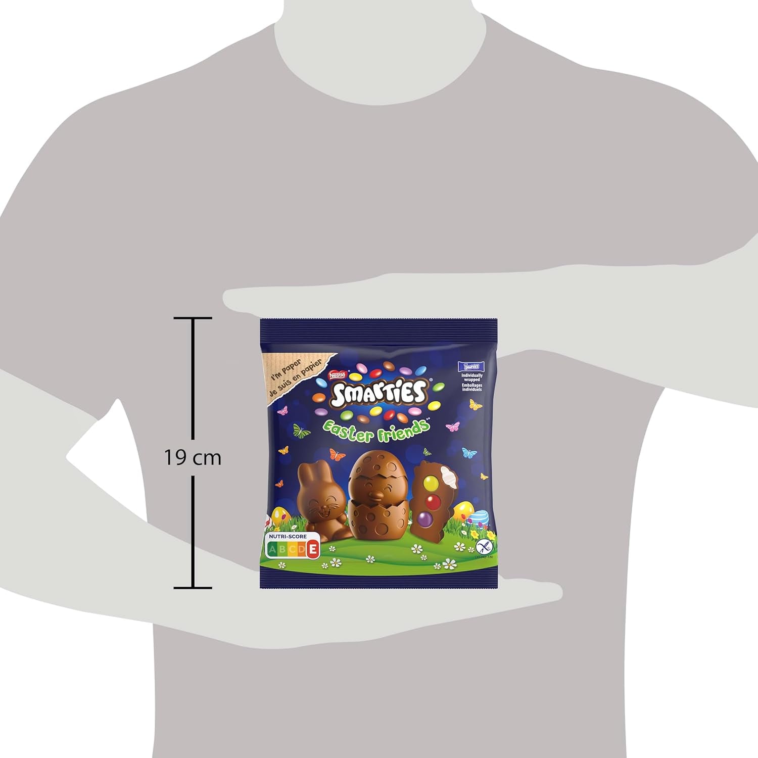 NESTLÉ SMARTIES Osterfreunde, Figuren zum Thema Ostern, aus feiner Vollmilchschokolade mit cremiger Füllung und farbigen Mini-Linsen mit SMARTIES-Schokolade, 1 Packung (1 x 65g)