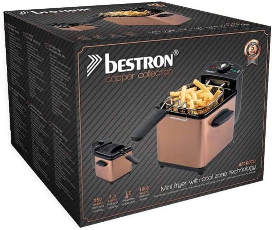 Bestron Ölfritteuse, Mini-Fritteuse für 1 Portion Bratkartoffeln, Fisch oder Nuggets Haushaltsgeräte Naty Shop