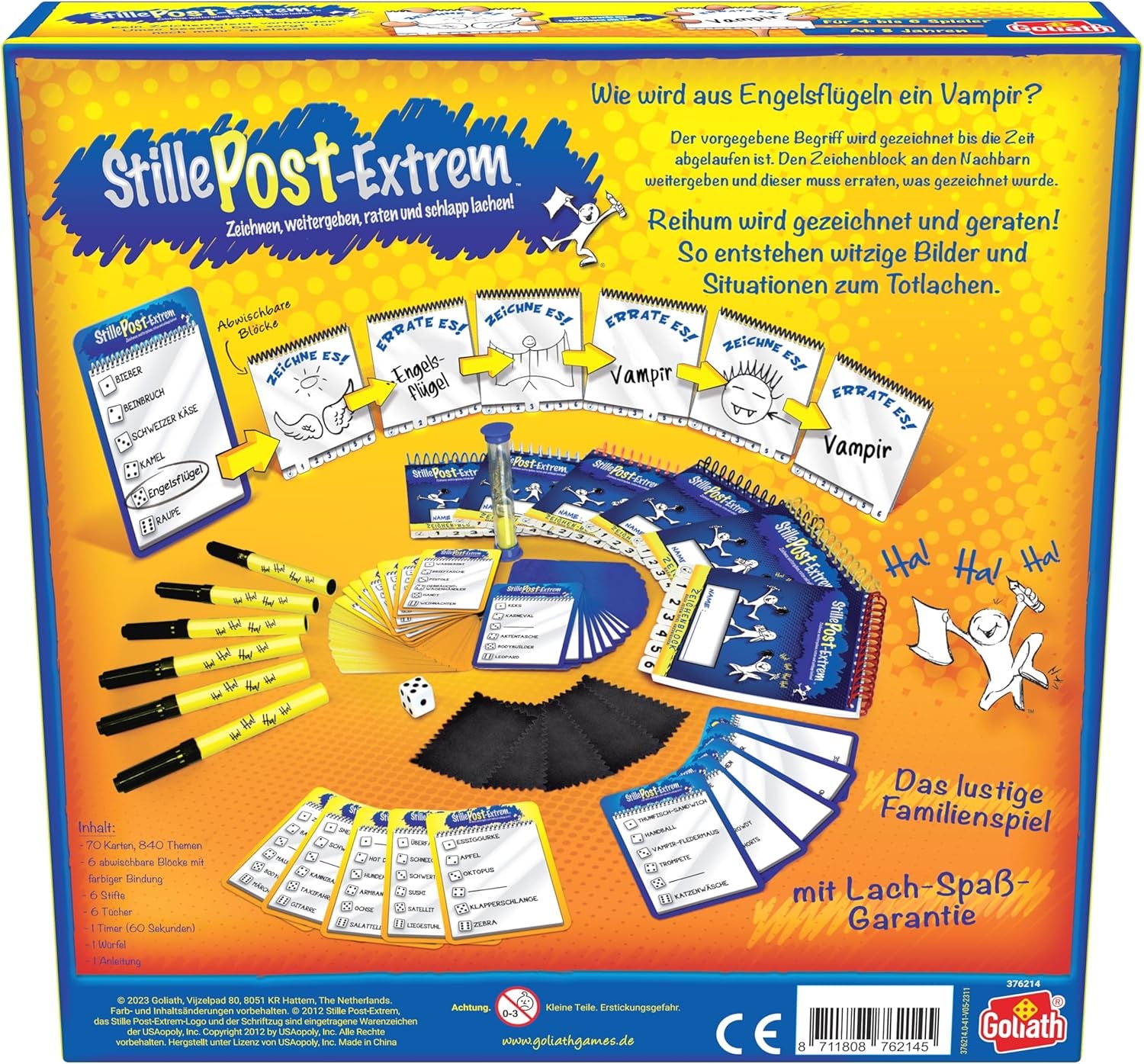 Goliath, Extreme MAIL, ein Partyspiel für Erwachsene und Kinder ab 8 Jahren, ein lustiges und schnelles Zeichenspiel für Familie oder Freunde, Brettspiele, 4 bis 6 Spieler, 20 Minuten