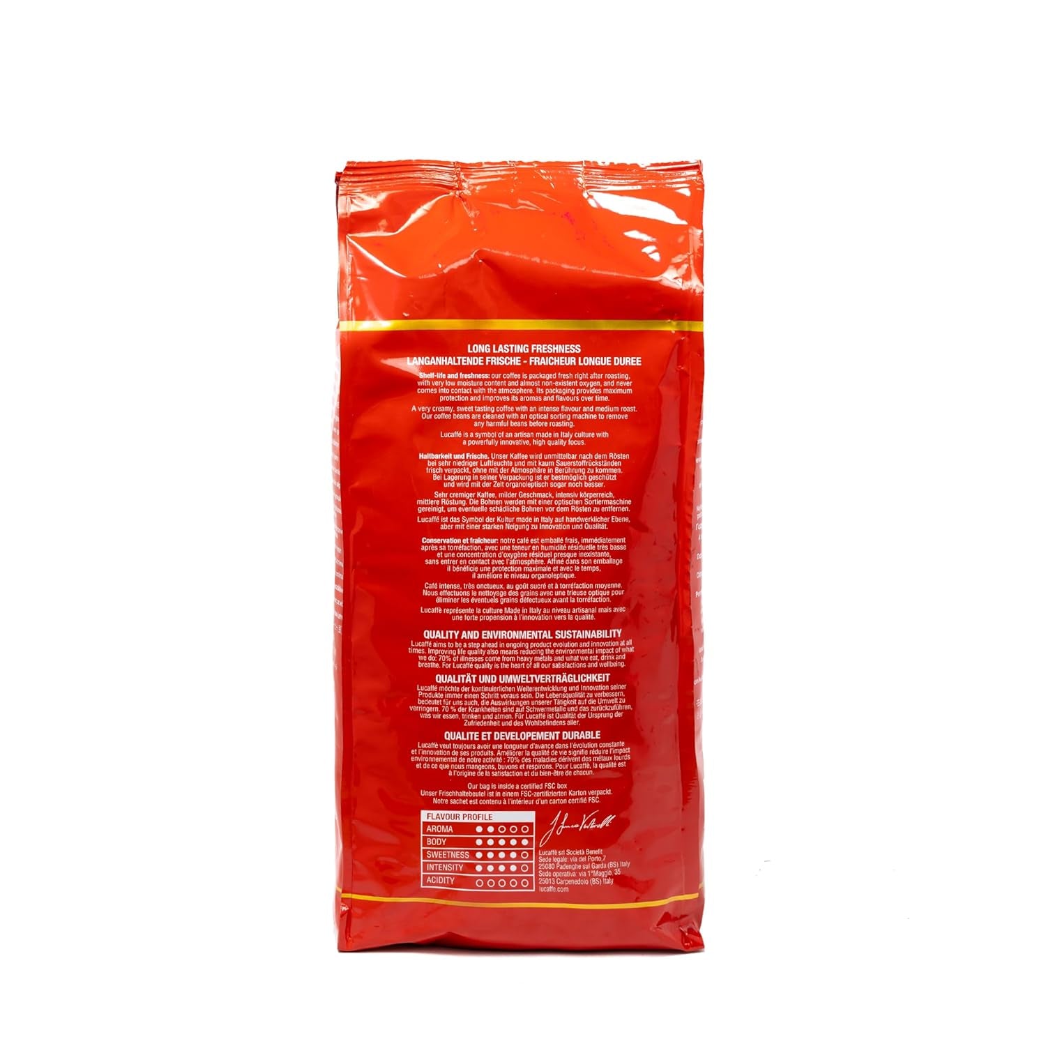 Lucaffé - Kaffeebohnen Mamma Lucia, 1 kg | Kaffee aus ganzen Bohnen für cremigen Espresso | Helle Röstung | intensiver und cremiger Geschmack