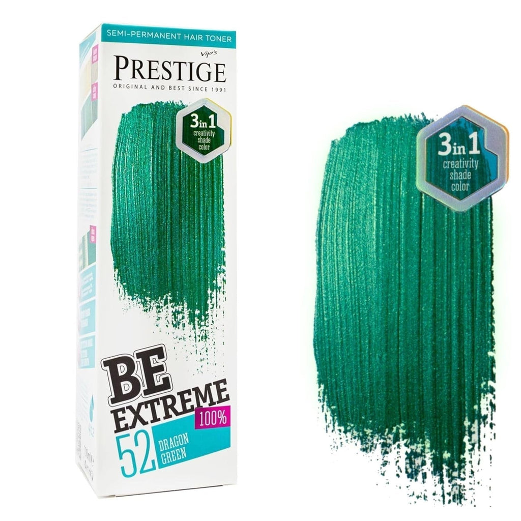 Vip's Prestige Be Extreme | Tonic semipermanent pentru păr 50 Wild Green | Pigment pur | Adaugă culoare părului vopsit sau cărunt | Rezultat temporar | Fără amoniac, fără parabeni, fără PPD
