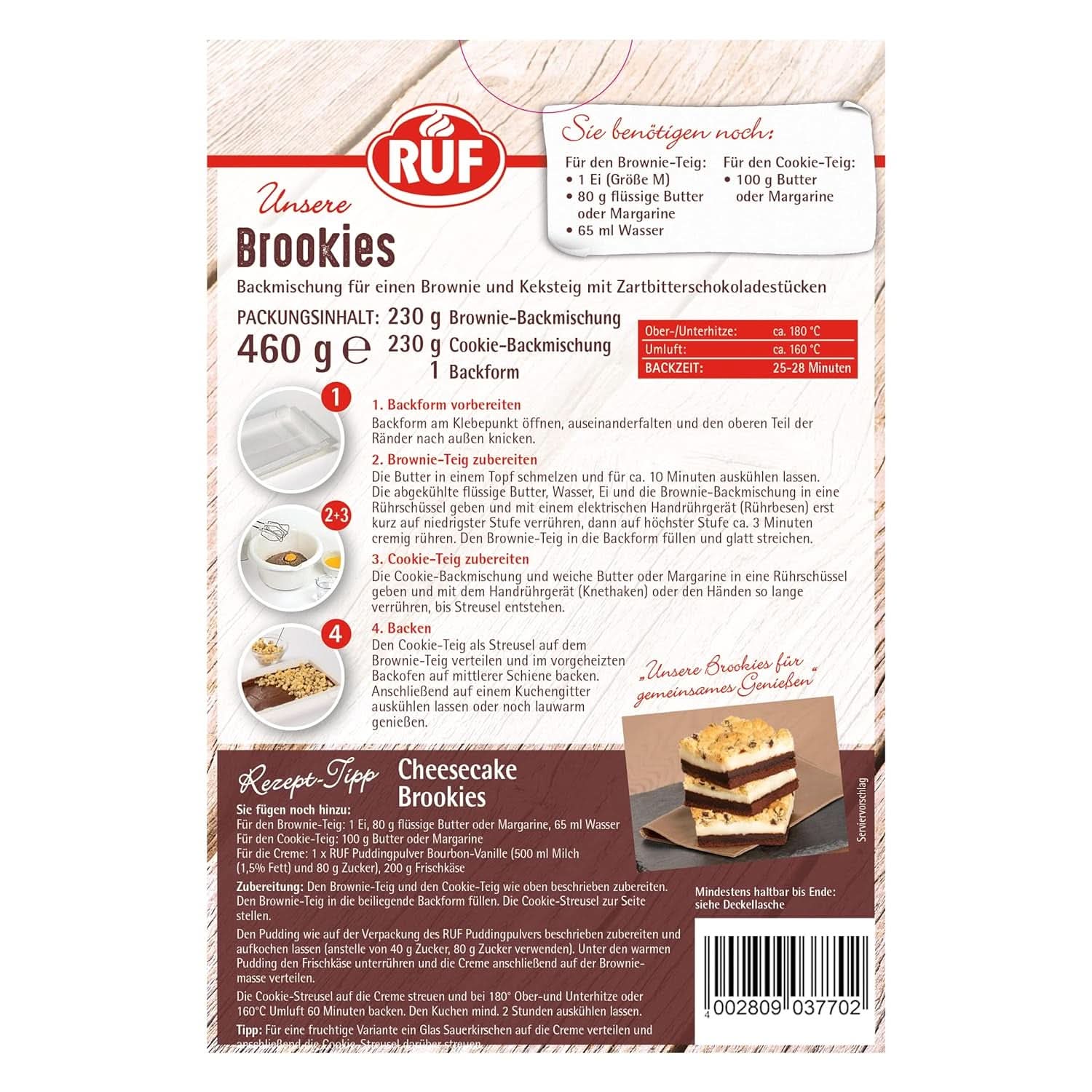RUF Brookies, mix negrese și fursecuri, 460 grame Bucatarie Naty Shop