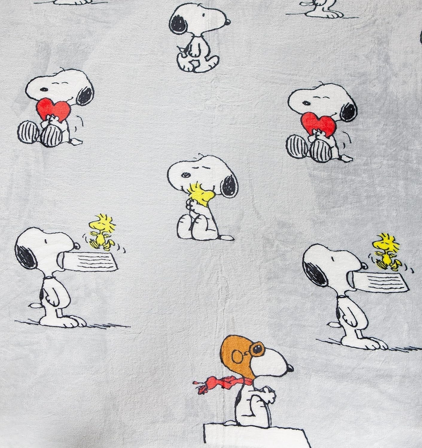 Kanguru Bed, Tagesdecke, Fleecedecke für Doppelbett, Mikrofaserdecke, Snoopy Peanuts GRAU, 230X230Cm, Sommerdecke, Schlafzimmer-Tagesdecke Betten und Decken Besuchen Sie den Kanguru-Store