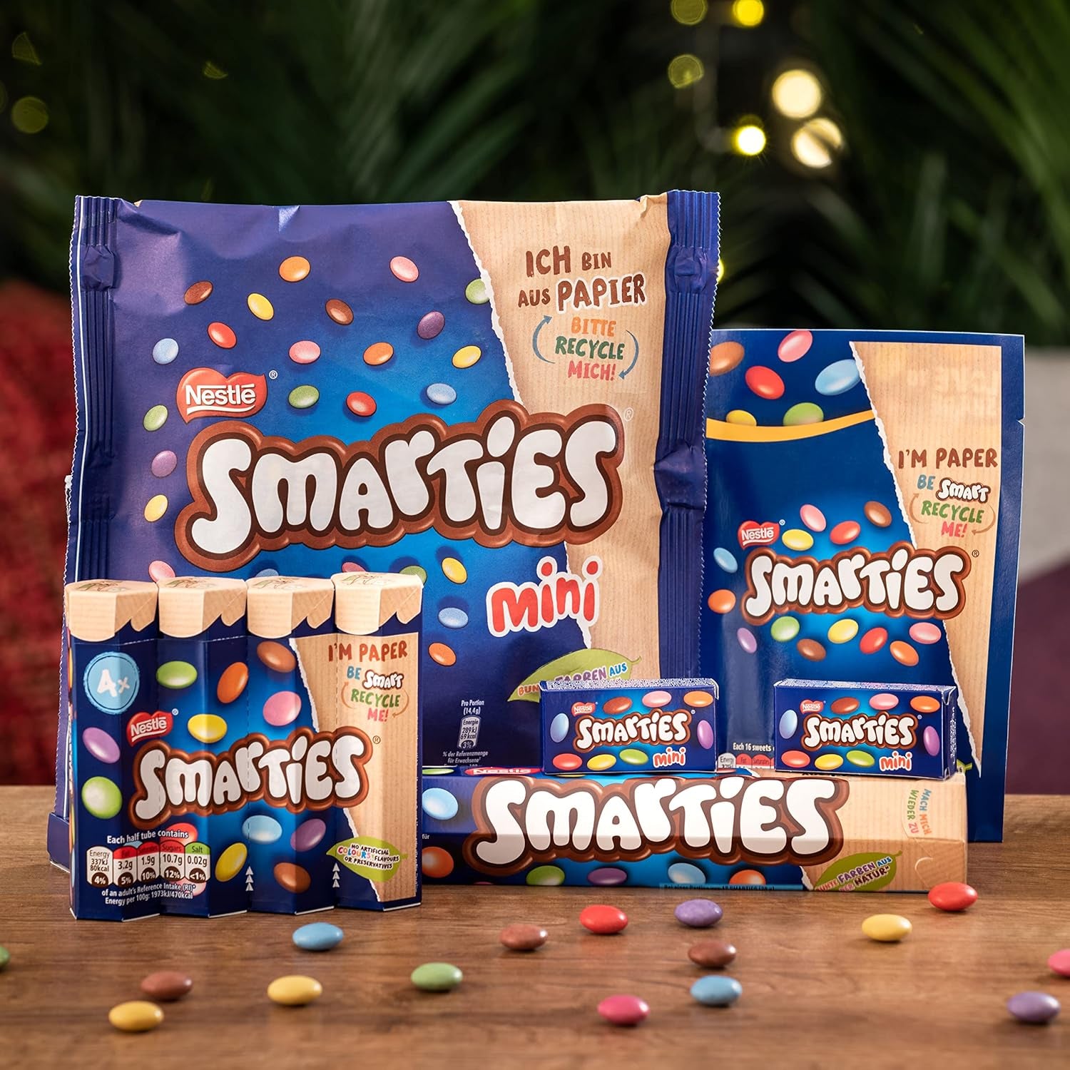 Nestlé SMARTIES Mini, einzeln verpackte kleine Linsen mit Milchschokolade, 3er-Pack (1 x 187 g)