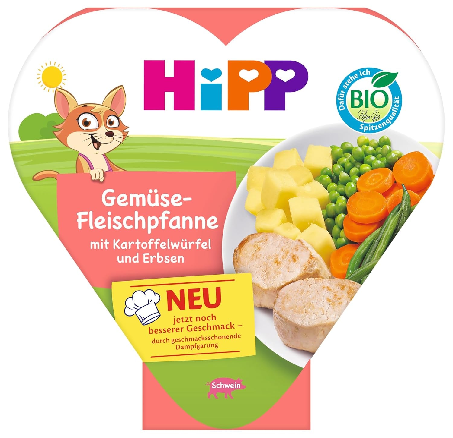 HiPP Bio-Gemüse- und Fleischeintöpfe mit Kartoffel- und Erbsenwürfeln (6 x 250g), Mahlzeit ab 1 Jahr, leicht gedünstet, vegetarisch, kindgerechte Würze, Bio-Qualität