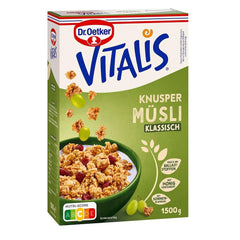 Dr. Oetker Vitalis Classic Knuspermüsli: Großpackung knuspriges Frühstücksmüsli mit Rosinen, 1 Packung, 1,5 kg