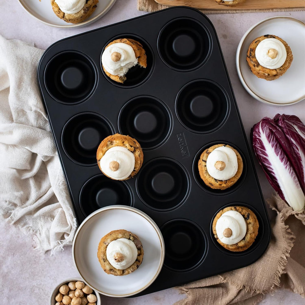 Zenker Cup-Cake-Backblech 12Er Set – Premium Antihaftbeschichtung, Für Perfekte Cupcakes, 385X265X30Mm, Hitzebeständig Bis 230°C Formen und Bleche zum Backen Naty Shop