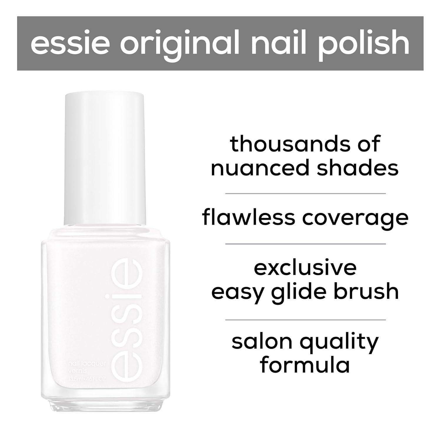 Essie Nagellack – Nr. 990 Stay Fluid, hochwertiger, langlebiger, intensiv gefärbter professioneller weißer Nagellack, 13,5 ml