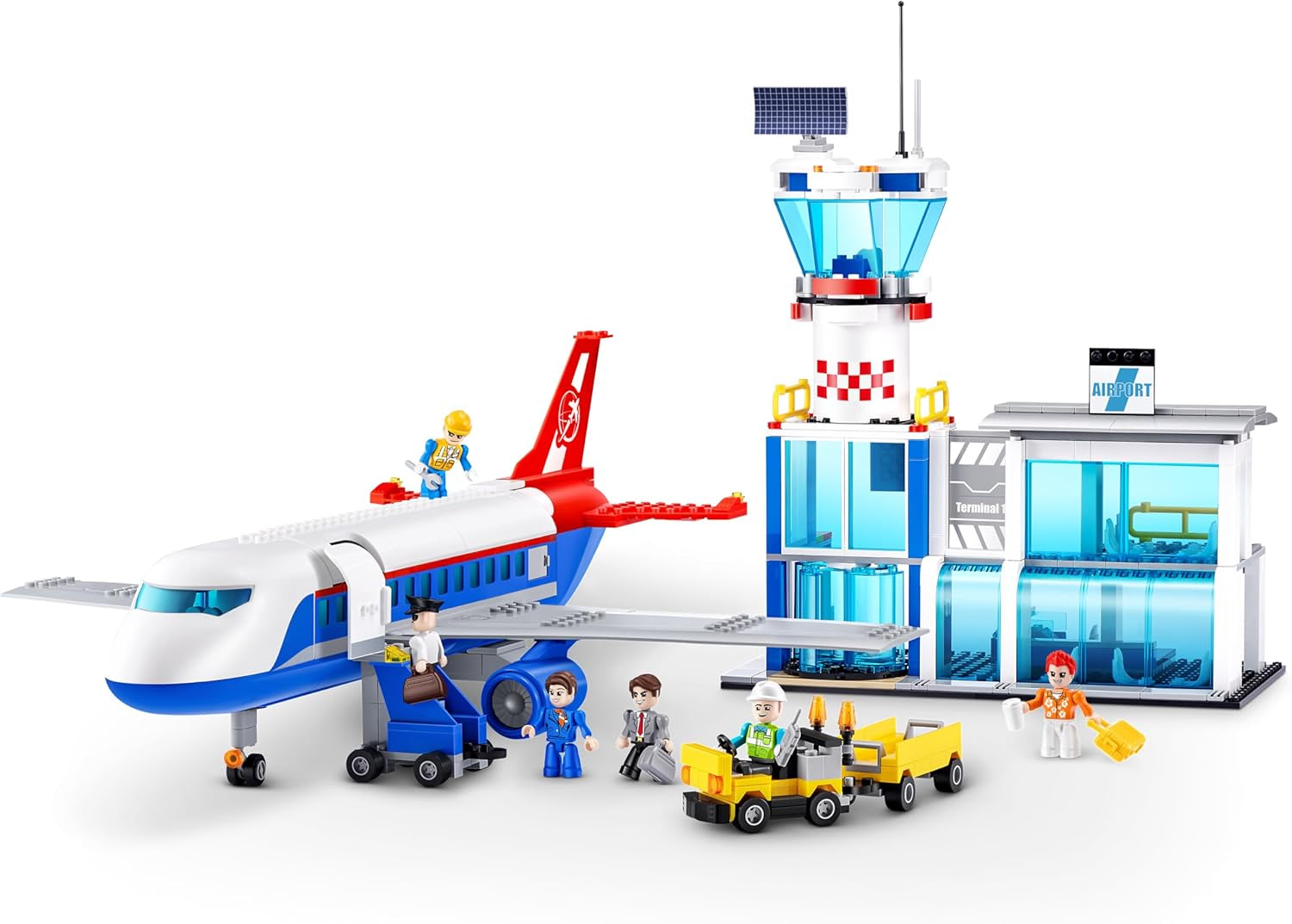 MAX Adventure Spielset Flughafen (793 Teile) Bausteine ​​Spielzeug für Kinder ab 5 Jahren Fahrzeuge Auspacken Unpacking