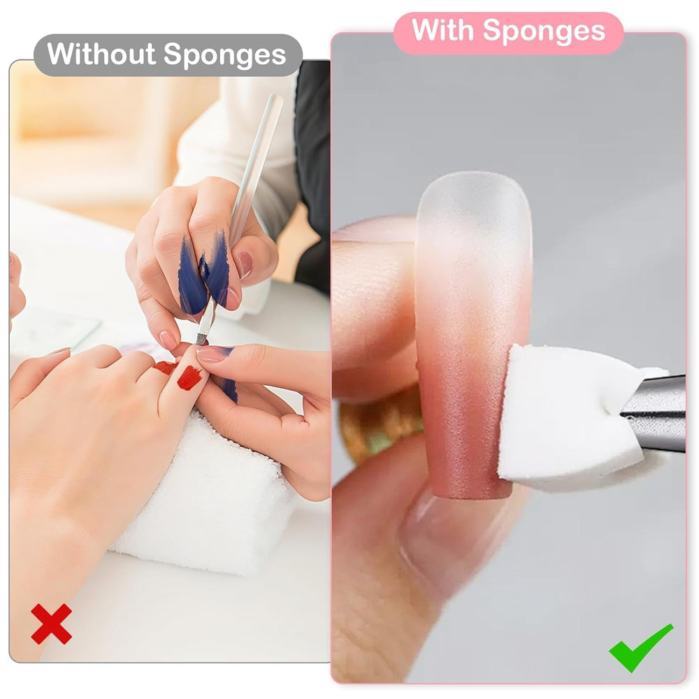 100Stks Latexfrei Nailart Schwämme, Ombre Nagelschwammpinsel, Nagelschwamm Mit Metallgreifer 100 Blatt Nailart-Mischpapier Aufbewahrungsbox, Maniküre Schwamm Applikator Für Farbverlauf Nailart