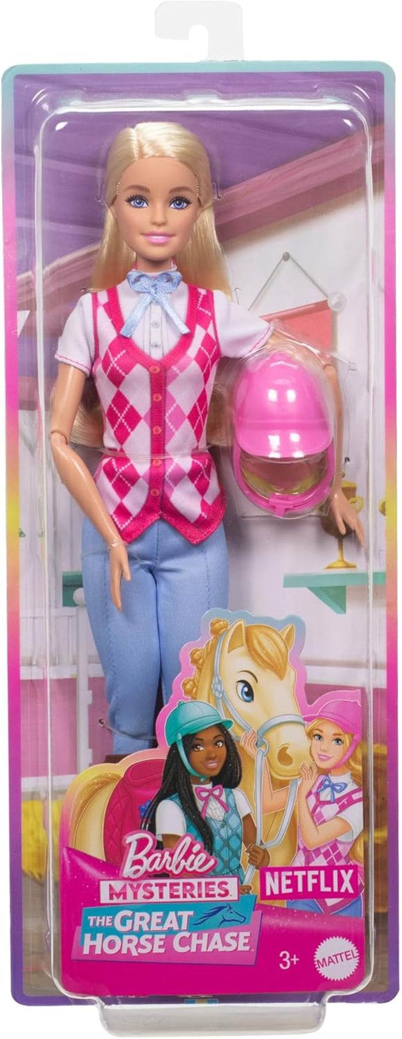 Păpușă Barbie Malibu "și accesorii de la Barbie Mysteries: Misterioasa aventură a calului", inclusiv păpușă de modă, costum de călărie detașabil și cască, HXJ38 Papusi Naty Shop