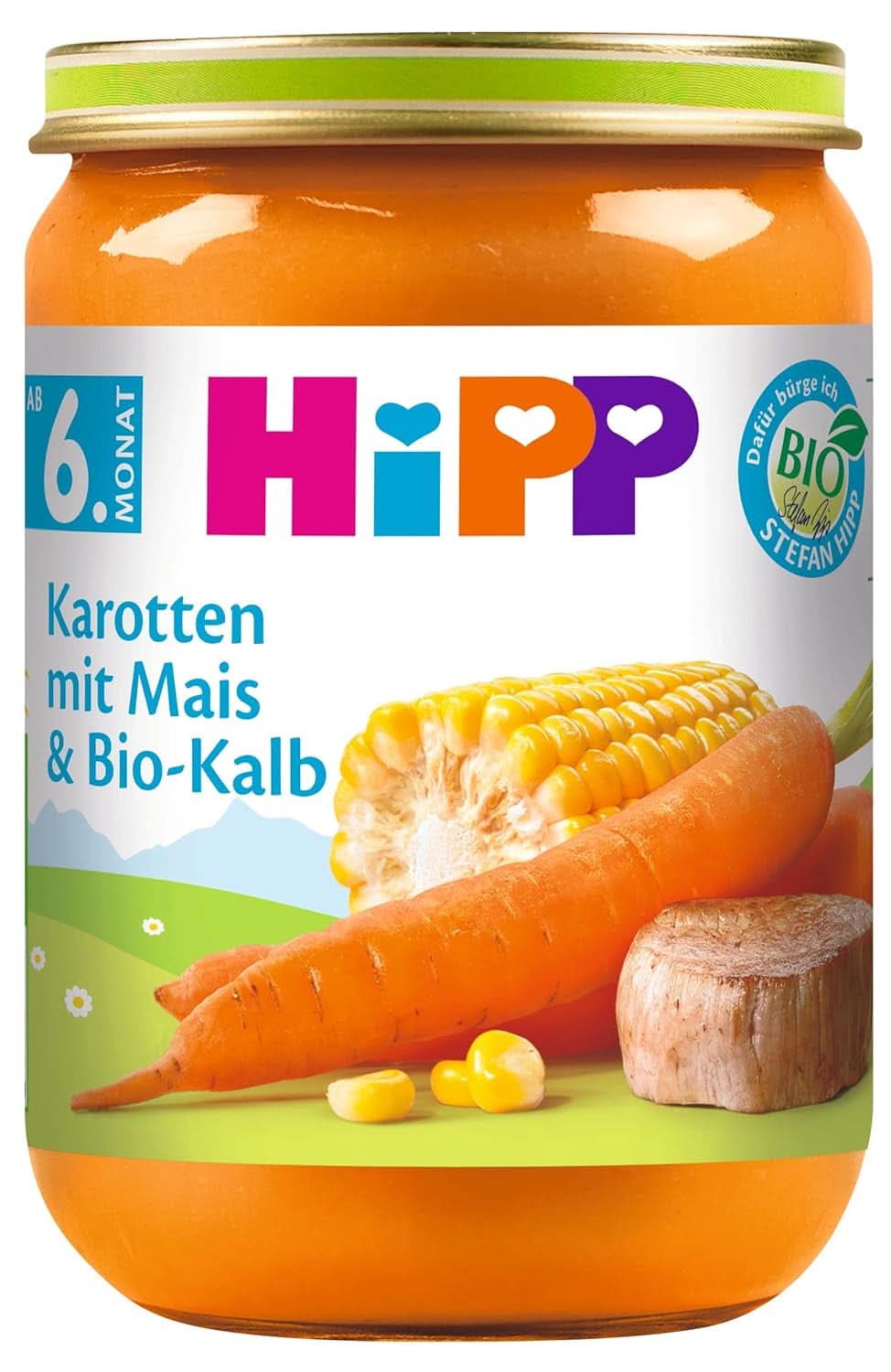 Hipp Zuckermais mit Kartoffelpüree und Bio-Truthahn, 6er-Pack (6 x 190 Gramm) Mutter und Kind Naty Shop 6 x 190 Gramm Karotten mit Bio-Mais und Kalbfleisch