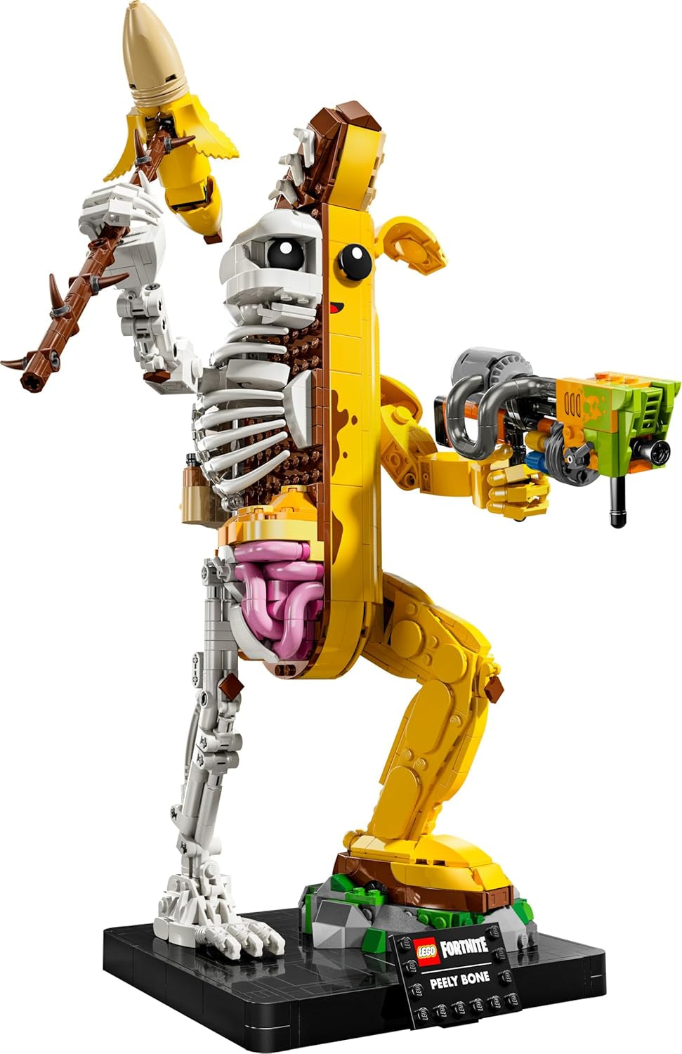LEGO Fortnite Knochen-Schali – Gamer Modellbau – Bauset für Erwachsene – Schalenschläger Spitshacke, Farbwerfer, Bananenrucksack – Gaming Deko – DIY Set – Gaming Geschenk für Erwachsene & Fans – 77072