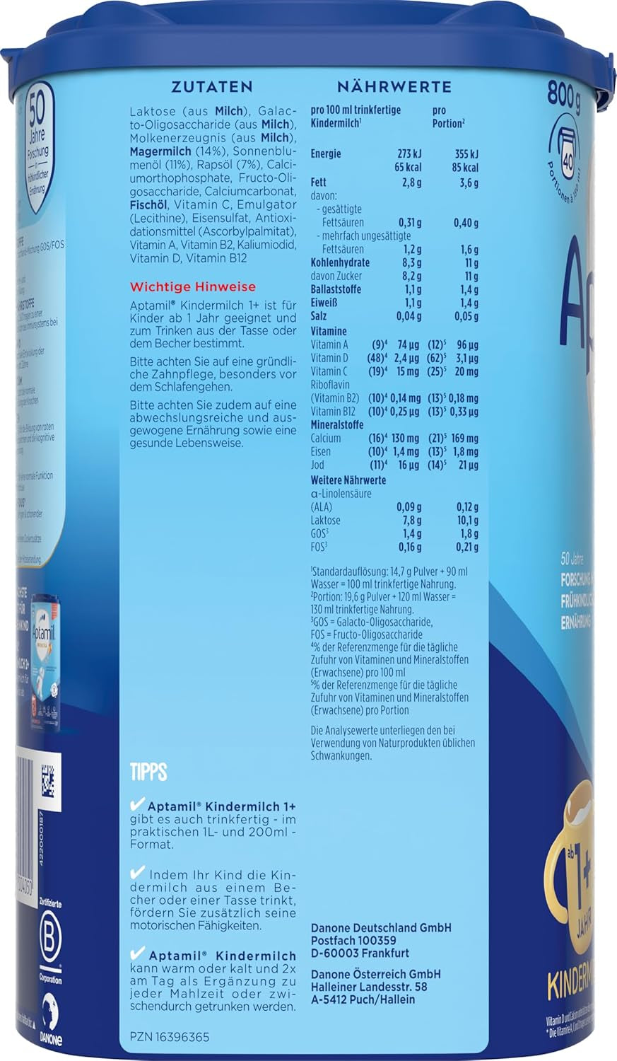 Aptamil Wachstumsmilch 1 Plus - Wachstumsmilch ab 1 Jahr - 800g
