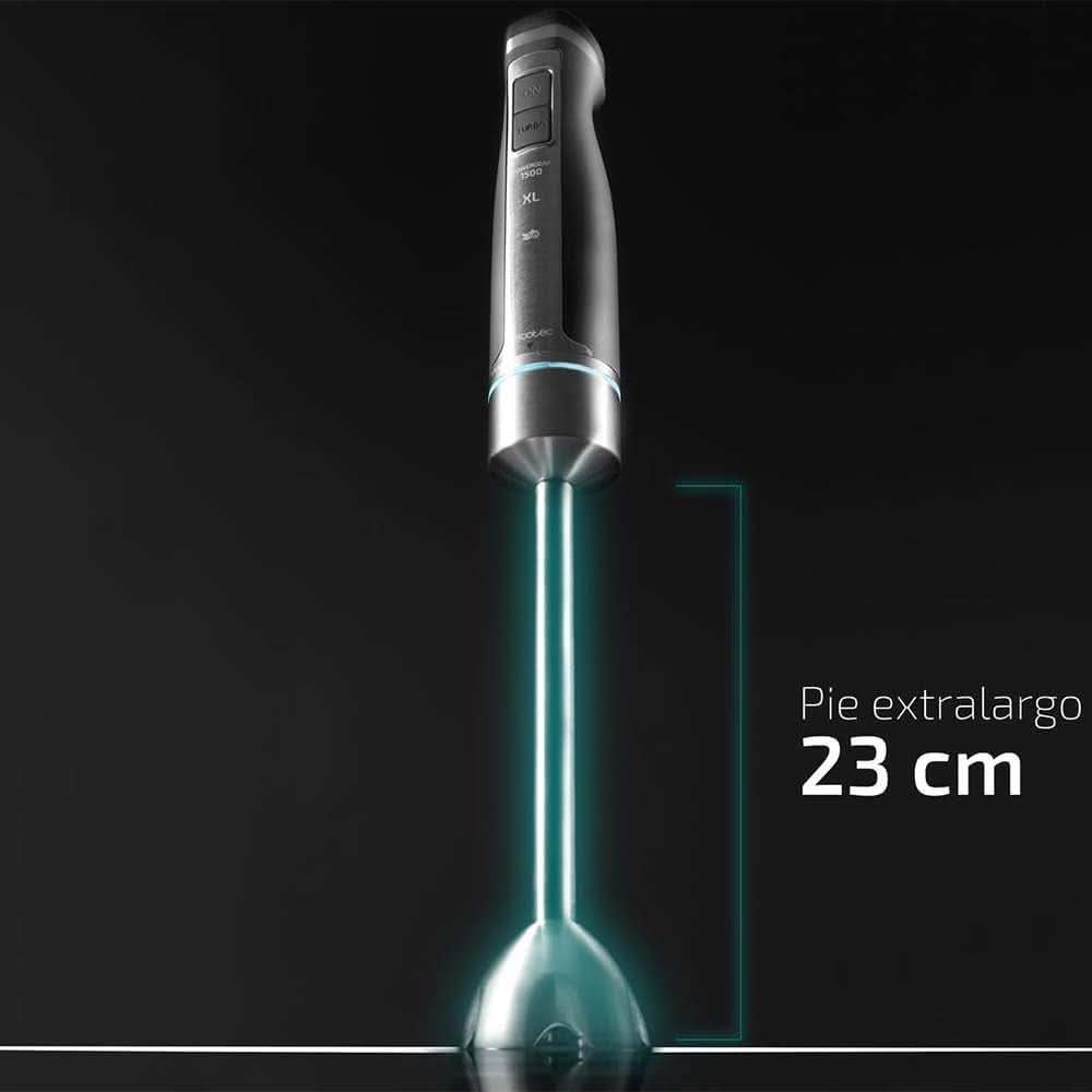 Cecotec Handmixer Powergear 1500 – Klingen aus Titanbeschichtung, 21 Geschwindigkeitsstufen, 1500 W, inklusive Glas mit Deckel. (Schwarz Und Edelstahl, XL) Kitchen Naty Shop