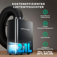 MARS HYDRO Luftentfeuchter, 12 l/Tag, automatische Abtauung, Timer-Funktion, Raumentfeuchter für Growzelte, Keller und Pflanzen, 1,2 l Wassertank