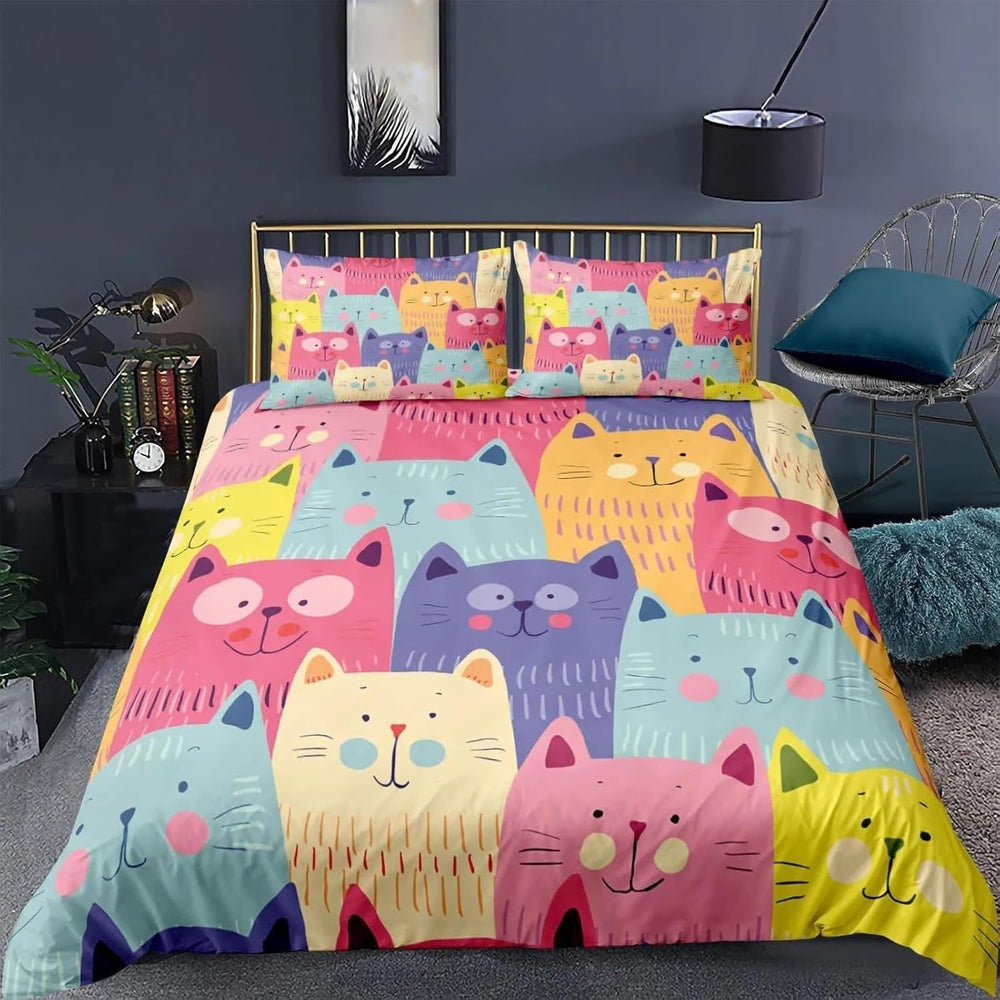 Set lenjerie copii si adolescenti, diverse modele Lenjerie de pat - copii Naty Shop Multicolor9-3 Double（200×200Cm）