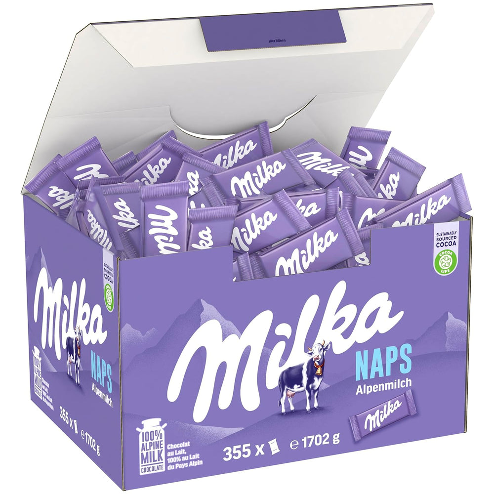 Milka Naps Alpenmilch – Mini-Schokoladenquadrate aus zarter Alpenmilch-Schokolade – 1 x 1,7 kg