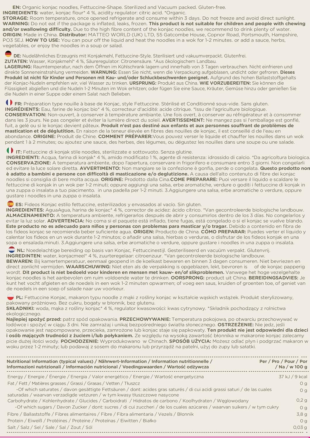 Elf-Family 6 Boxen (12 Stück) Bio-Konjak-Shirataki-Nudeln mit extrem niedrigem Kohlenhydratgehalt, vegan, glutenfrei – 1,62 kg, ohne Kohlenhydrate/Keto/kalorienarm/fettfrei/zuckerfrei, Instant-Nudeln – Spaghetti und Fettuccine