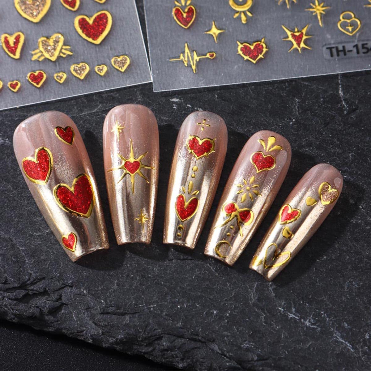 JMEOWIO Nagelsticker Mond Stern 10 Blatt Nail Art Sticker Selbstklebend Nagelaufkleber Dekoration Nageldesign Zubehör