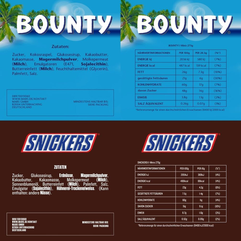 Mini-Schokoladen-Mischpackung, 71 Mini-Schokoladensnacks (Mars, Snickers, Bounty, Twix, Milky Way) in Form von Süßigkeiten, ideal für einen American-Football-Abend (1400g)