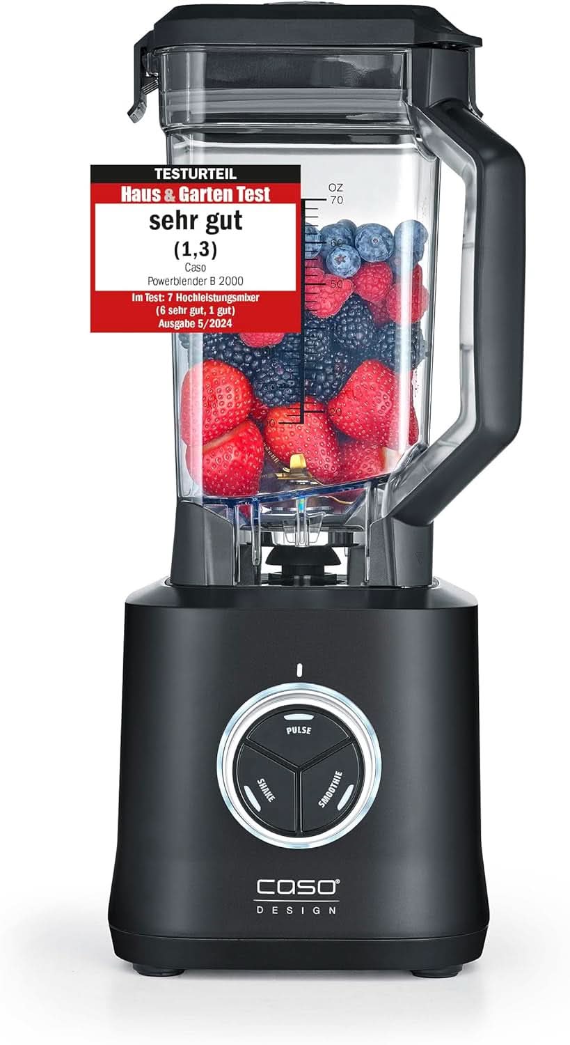 CASO Powerblender B 2000 – Profi Standmixer, 30.000 U/Min, 2000 Watt, Bruchsicherer Tritan-Mixbehälter (2 L), Bpa-Frei, Pulse-, Shake-, Smoothie-Funktion, 8-Fach Messer-System Mit Titanbeschichtung Kitchen Naty Shop