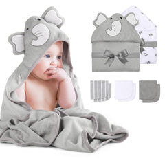 Momcozy Badetuch-Set, 8-teilig für Babys, 2 x Kapuzenhandtücher, 76 x 76 cm und 6 x Babyhandtücher 24 x 24 cm. Mutter und Kind Naty Shop