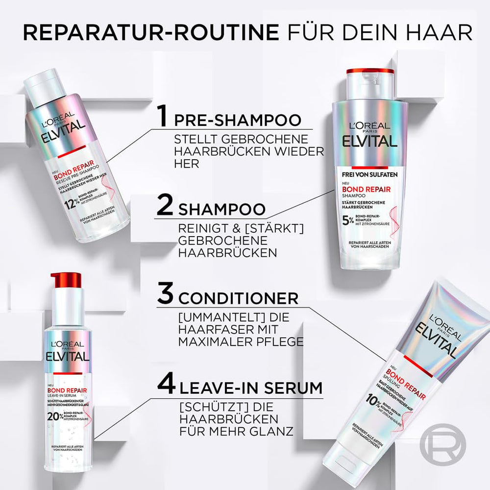 L'Oréal Paris Elvital Bond Repair Shampoo, sanfter Reiniger für die Haarreparatur L'Oréal Dusche und Bad