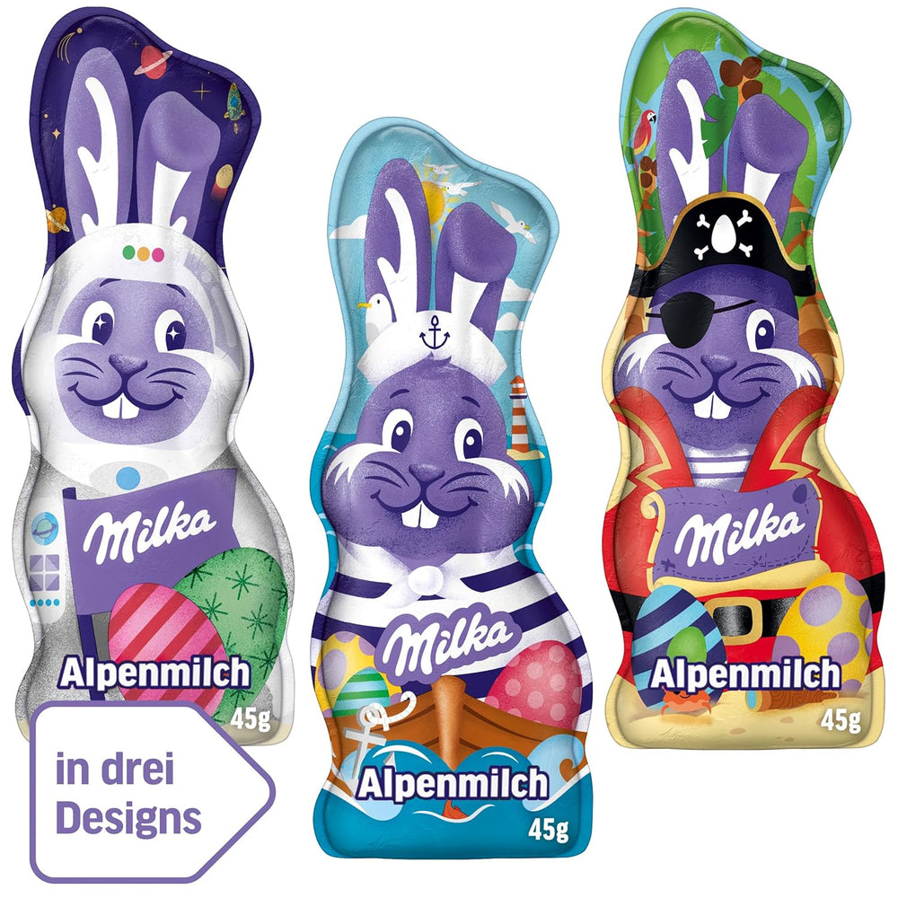 Milka Smiling Bunny Alpine Milk Design Edition – Osterschokolade mit 3 verschiedenen Designs – 24 x 45g