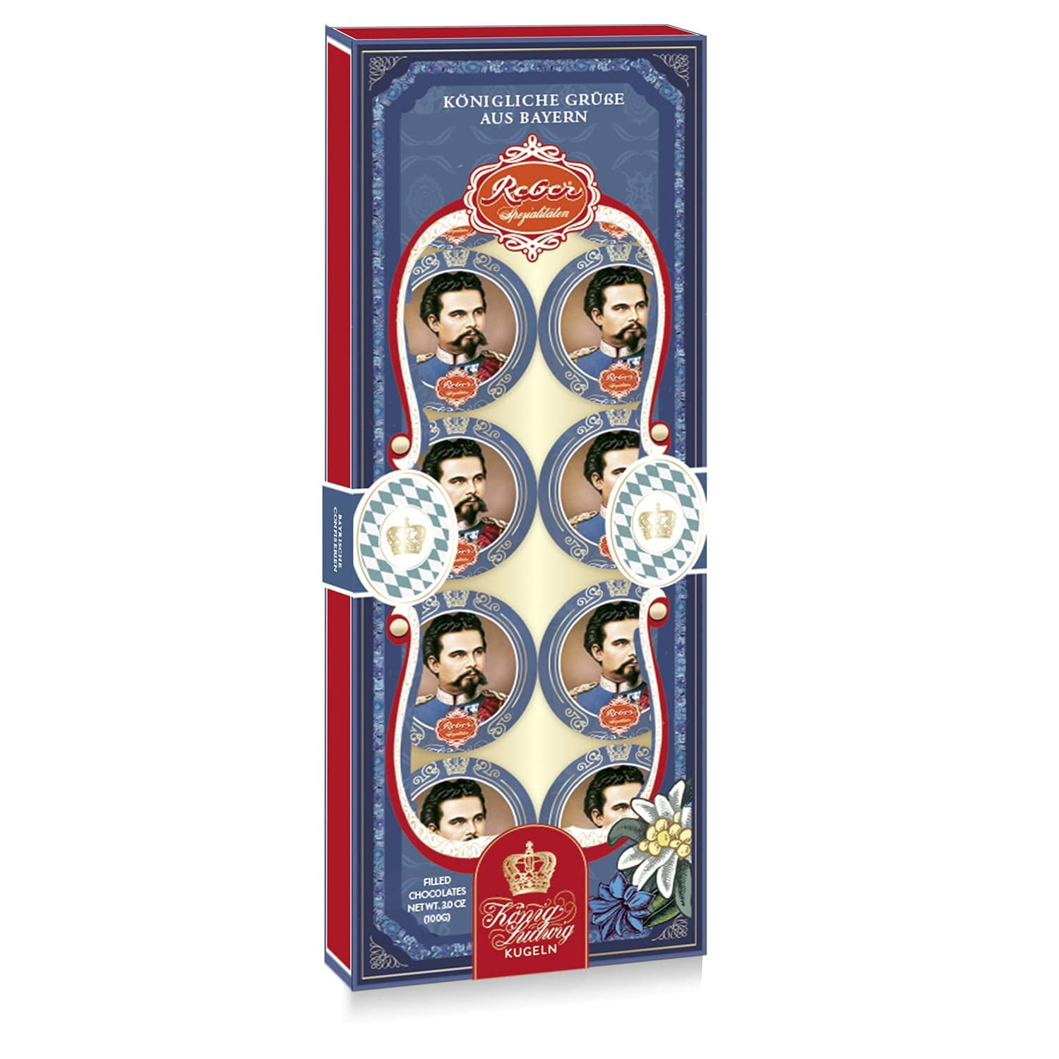 Reber Mozartkugeln mit Zartbitterschokolade, 6er Pack mit Marzipan und Nougat, vegan – 1 x 120 g