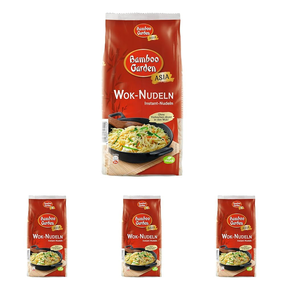 Bamboo Garden - Tăiței Wok | Tăiței instant cu ou | Se amestecă, nu necesită pre-gătire | Pentru preparate asiatice la wok | 250 g într-o pungă
