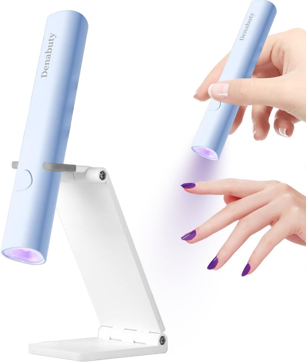 Denabuty UV Lampe Für Gelnägel, Mini U V LED Lampe Für Nägel Wiederaufladbar Mit Ständer Tragbare Kleine UV Nagellampe Für Gel Nagellack, Zum Aushärten Von Nagelkleber & Nail Tips Weiß