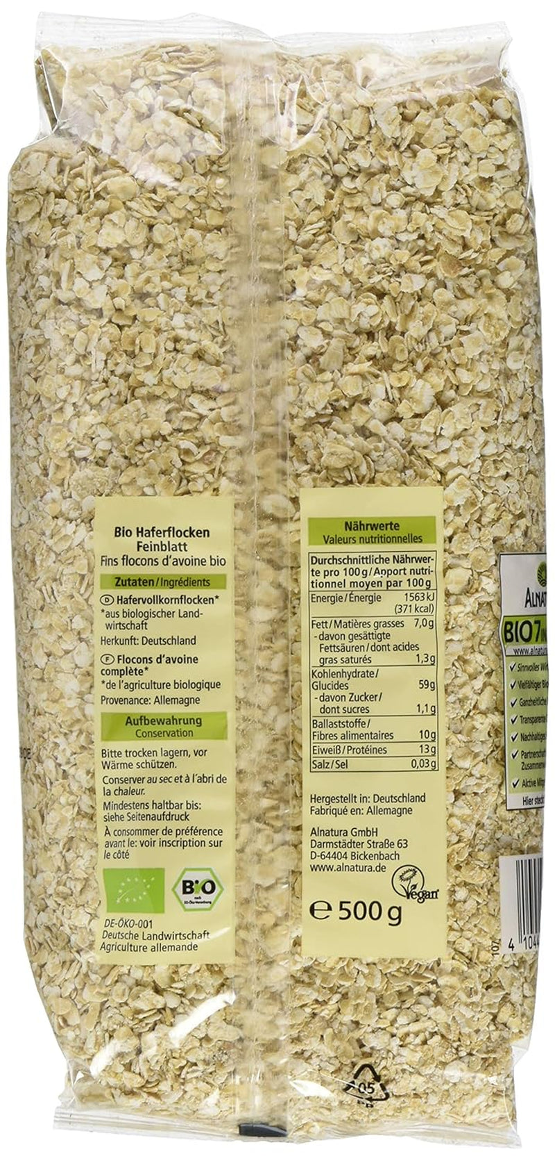 Bio-Haferflocken, kleine Flocken, 500g (1 Packung)