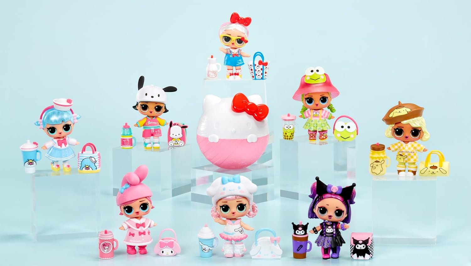 LOL Surprise! Iubește Hello Kitty și prietenii - 1 păpușă cu 7 surprize, selecție aleatorie, 8 obiecte de colecție, pentru copii cu vârsta de 4 ani și peste, roz