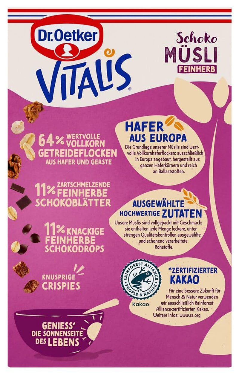 Dr. Oetker Vitalis Zartbitter-Schoko-Müsli: Zartbitter-Schoko-Frühstücksmüsli, 6er-Pack (6 x 600 g)