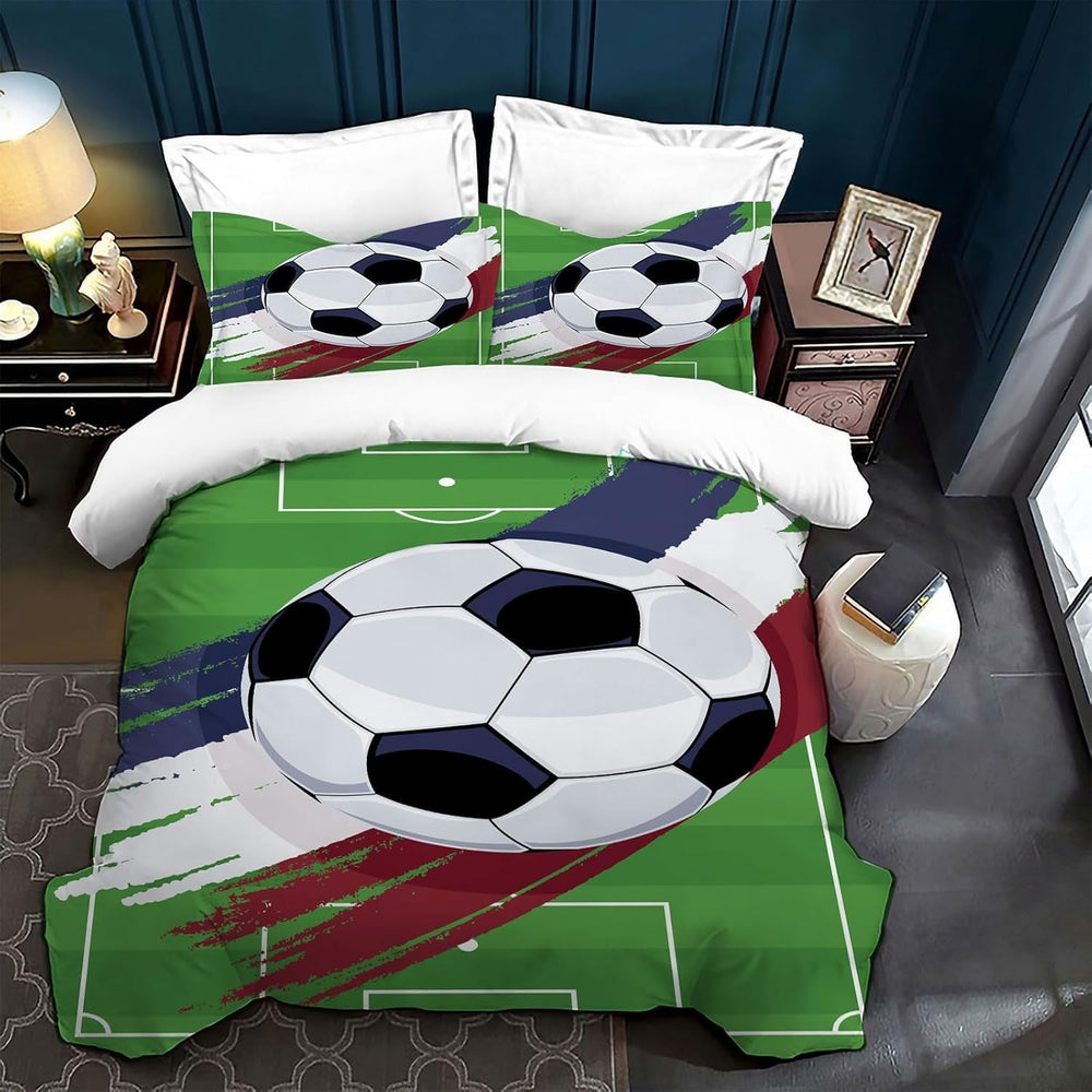 Kinderbettwäsche, Fußball, Polyester-Mikrofaser. Bettwäsche – Kinder, Naty Shop, Grün, 200 x 200 cm