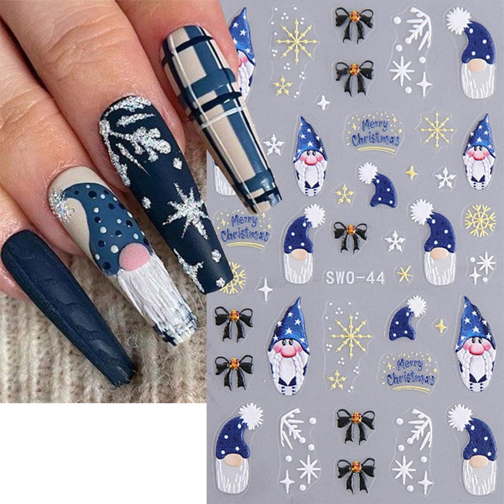 JMEOWIO Nagelsticker Weihnachten 6 Blatt Nail Art Sticker Selbstklebend Nagelaufkleber Schneeflocke Winterurlaub Niedlich Dekoration Nageldesign Zubehör