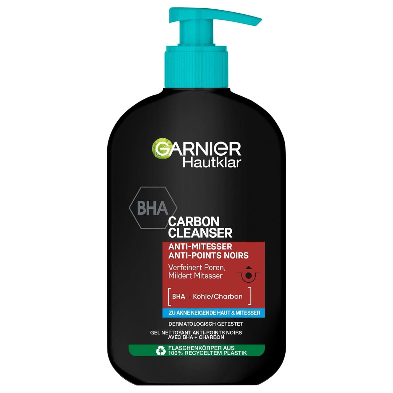 Garnier Charcoal Cleanser Gesichtsreinigungsgel gegen Mitesser und Pickel, 250 ml, Dusche und Bad, Naty Shop