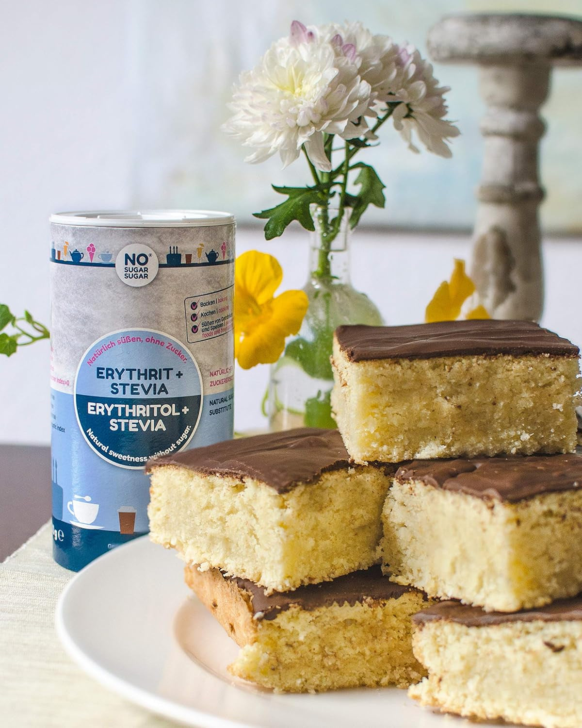 NO SUGAR SUGAR 400 G Erythrit + Stevia Vegan, 100% Zucker- & kalorienfreier Zuckerersatz, Zahnfreundlich 1:1 Süße Gegenüber Zucker, Gesunde Alternative Ohne Eigengeschmack Zum Kochen, Backen, Süßen Sweeteners Naty Shop